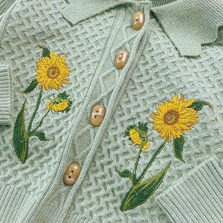 Sunflower Collared Cardigan (Sage)