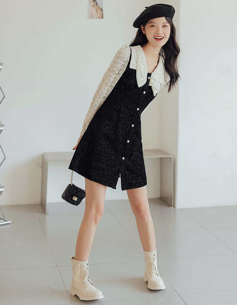 Lace Bow Sweater Dress (2 Colors)