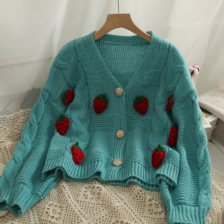 Puffy Strawberry Cardigan (3 Colors)