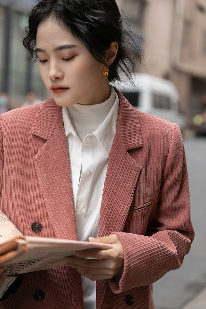 Corduroy Double Breasted Blazer Jacket (7 Colors)