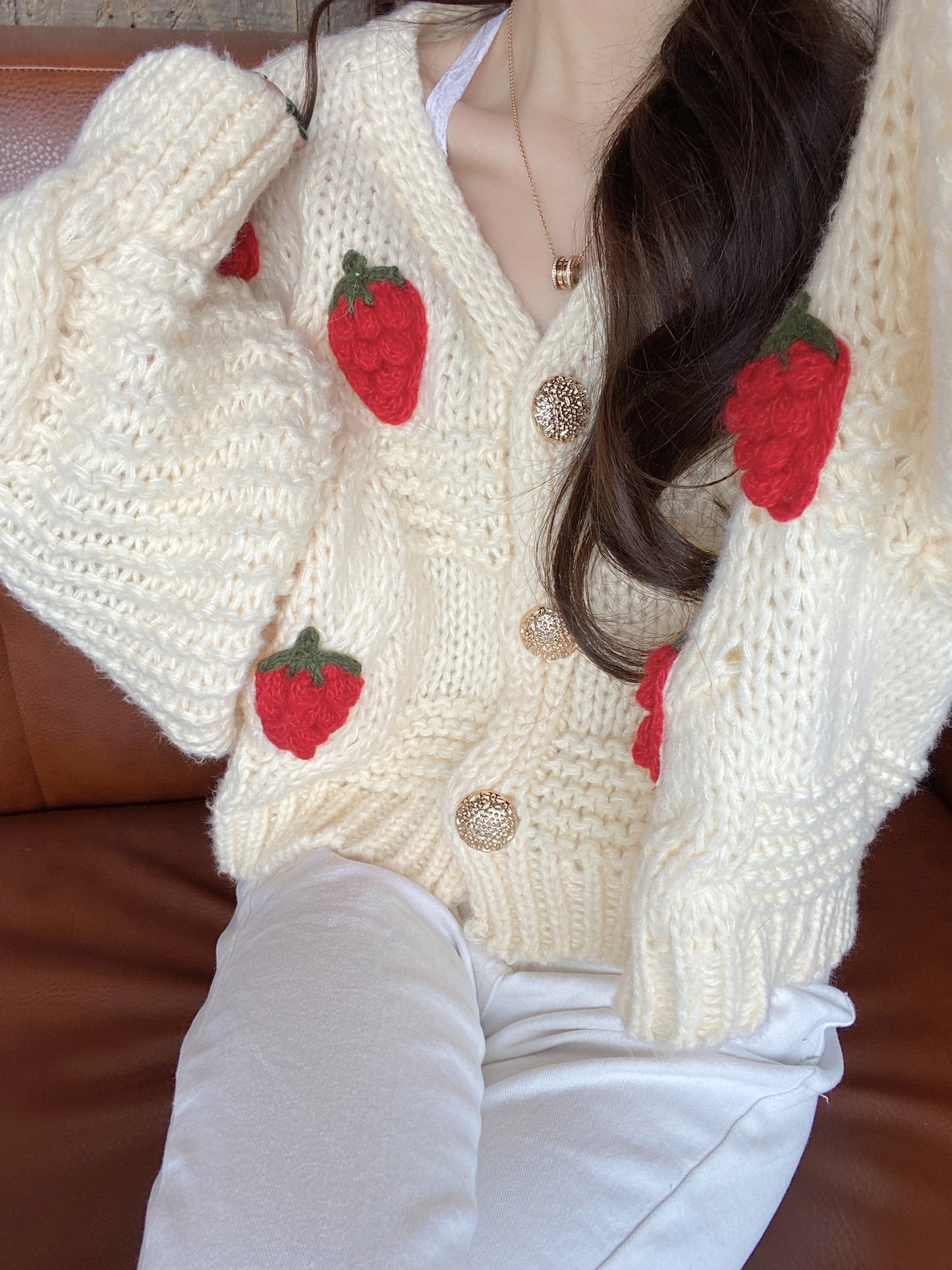 Puffy Strawberry Cardigan (3 Colors)