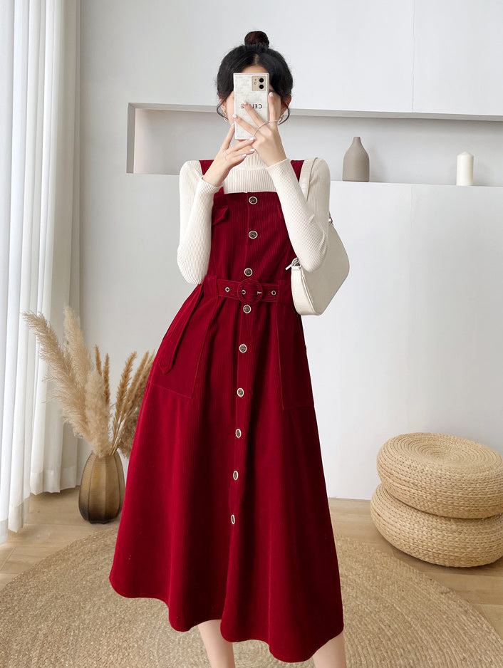 Corduroy Button Up Midi Dress (5 Colors)