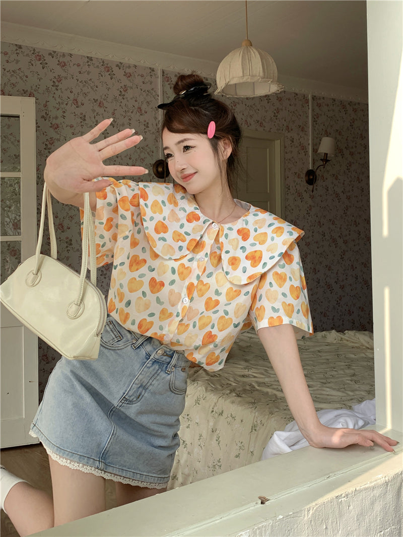 Painted Hearts Printed Blouse (2 Colors)