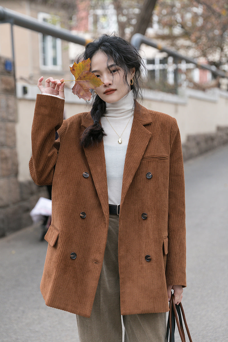 Corduroy Double Breasted Blazer Jacket (7 Colors)