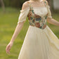 Rustic Floral Corset Twofer Dress (Cream)