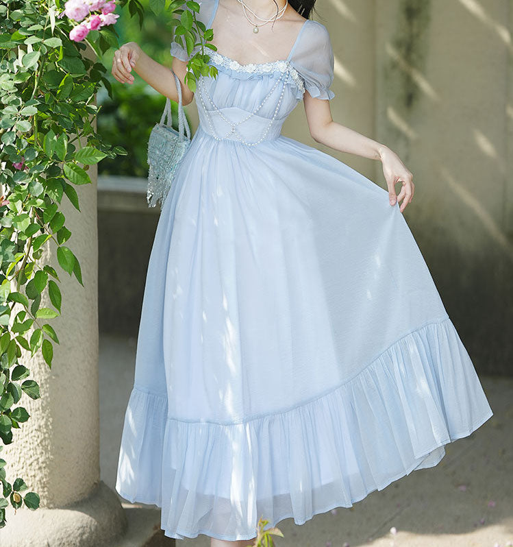 Ella Pearl Midi Dress (Blue) – Megoosta Fashion