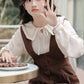 Little Baker Button Up Pinafore Dress (Chocolate)
