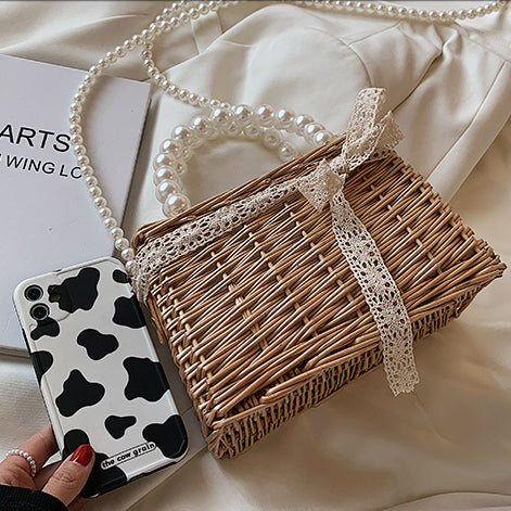 Boxy Straw & Pearl Bag (2 Styles)