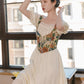 Rustic Floral Corset Twofer Dress (Cream)