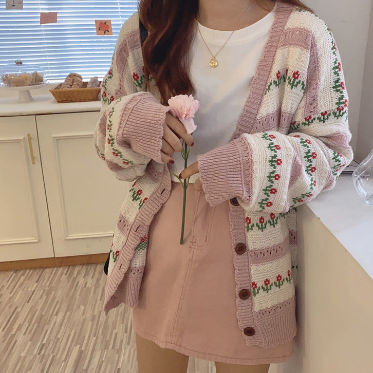 Floral Stripe Cardigan (2 Colors)