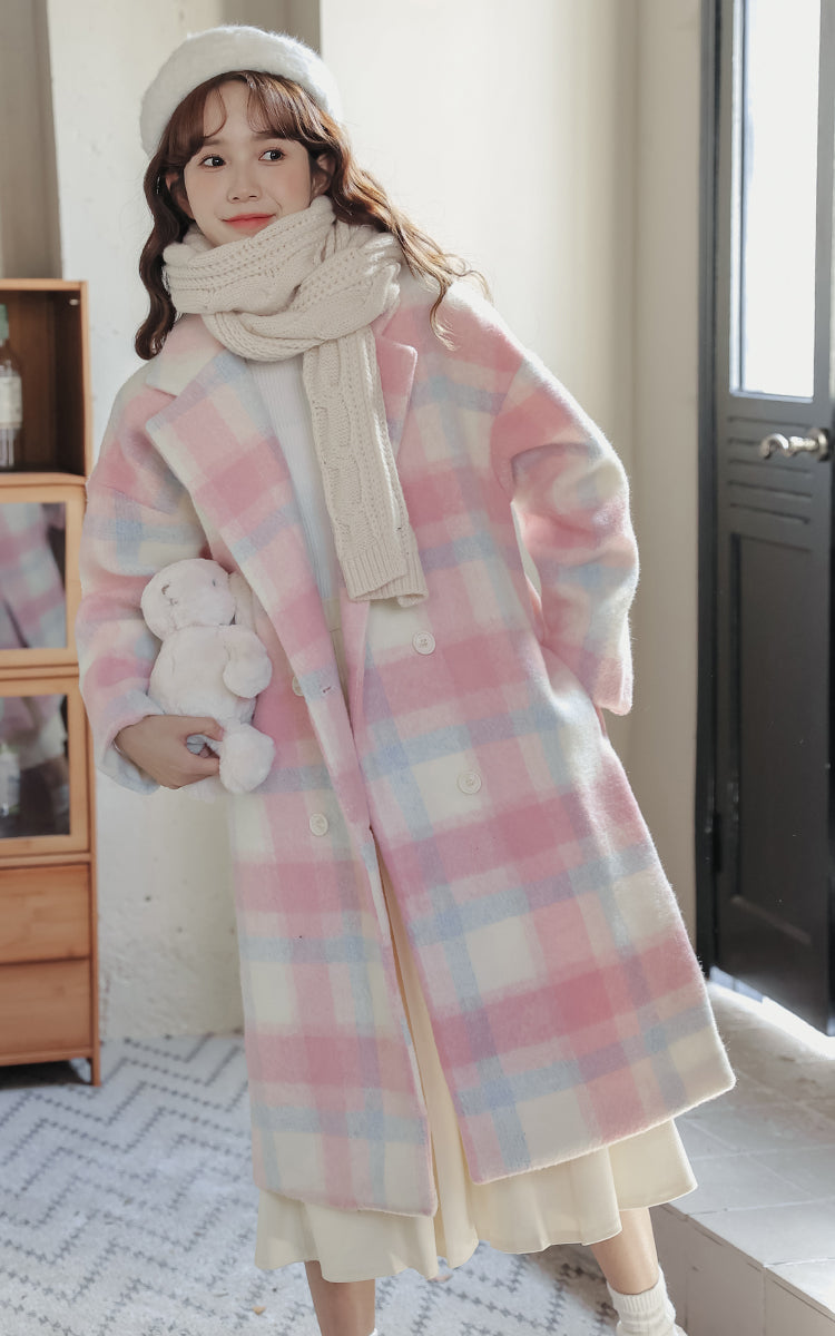 Cotton Candy Check Coat (Pink/Blue)