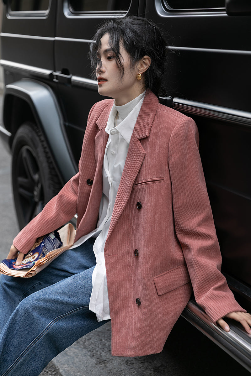 Corduroy Double Breasted Blazer Jacket (7 Colors)