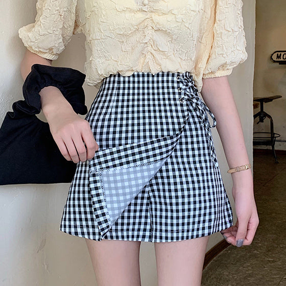 Gingham hotsell asymmetrical skirt