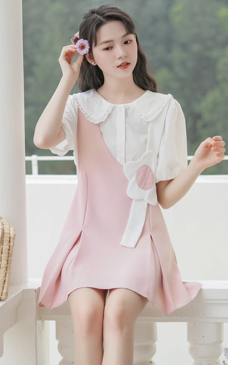 Playful Daisy Mini Pinafore (Pink)