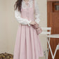 Floral Lace Twofer Midi Dress (Pink/White)