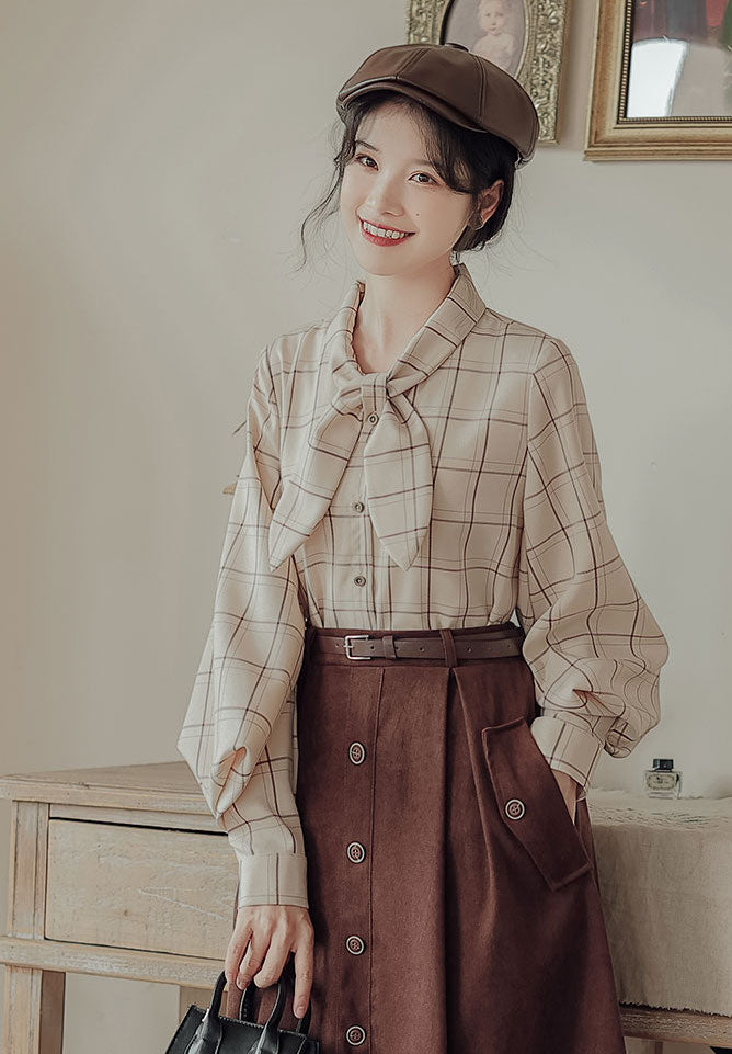 Button Suede Midi Skirt (2 Colors)