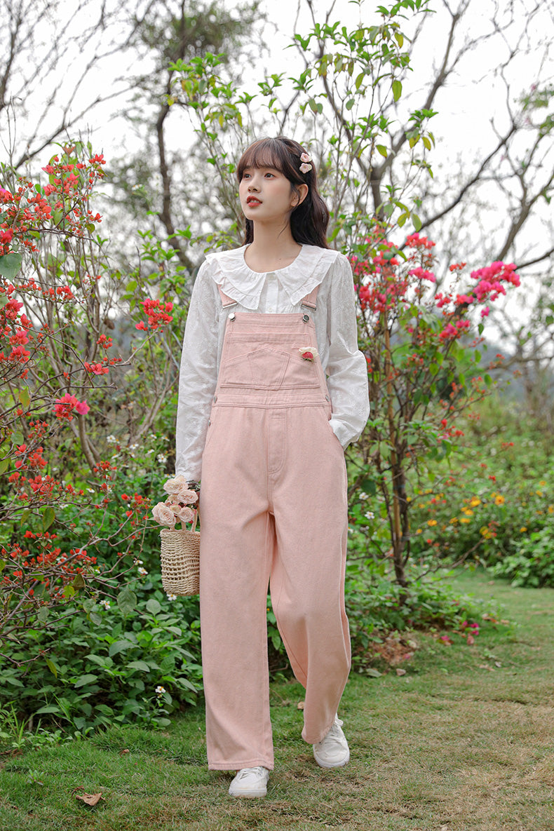 Spring Denim Overalls (Pink)