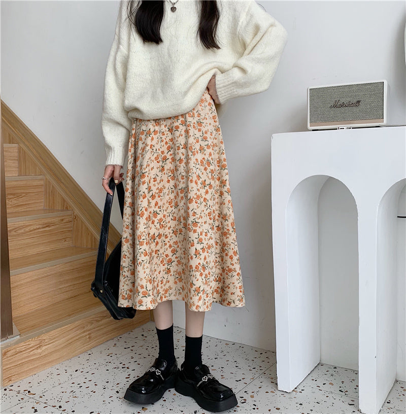 Fall Florals Midi Skirt (3 Colors)