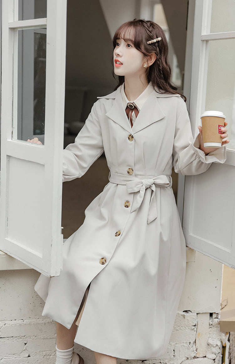 Button Down Trench Coat (White)