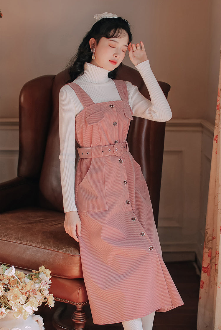 Corduroy Button Up Midi Dress (5 Colors)