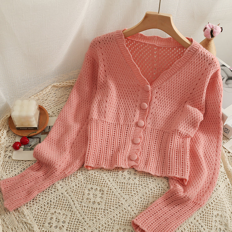 Cropped Puff Sleeve Cardigan (4 Colors)