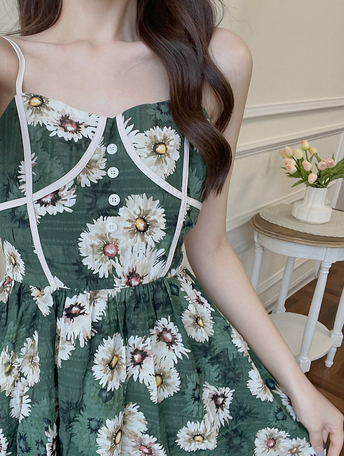 Daisy Cottage Cami Dress (Green)