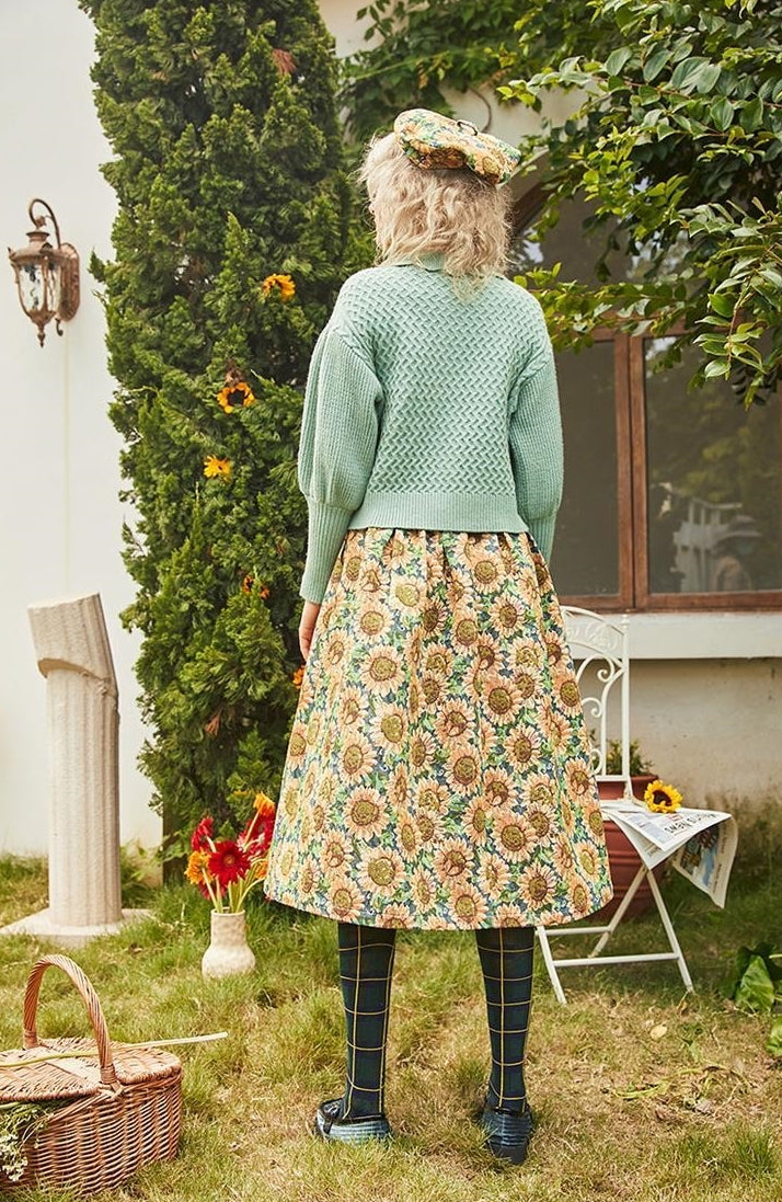 Sunflower Collared Cardigan (Sage)