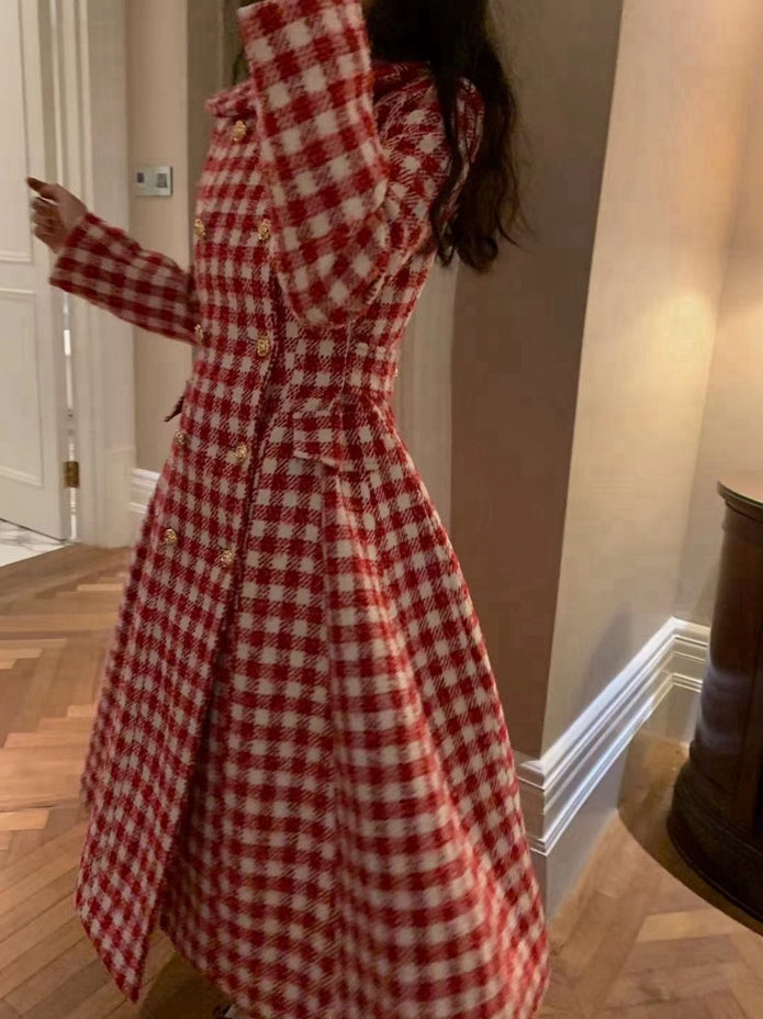 Candy Cane Gingham Dress Coat (Red/White)
