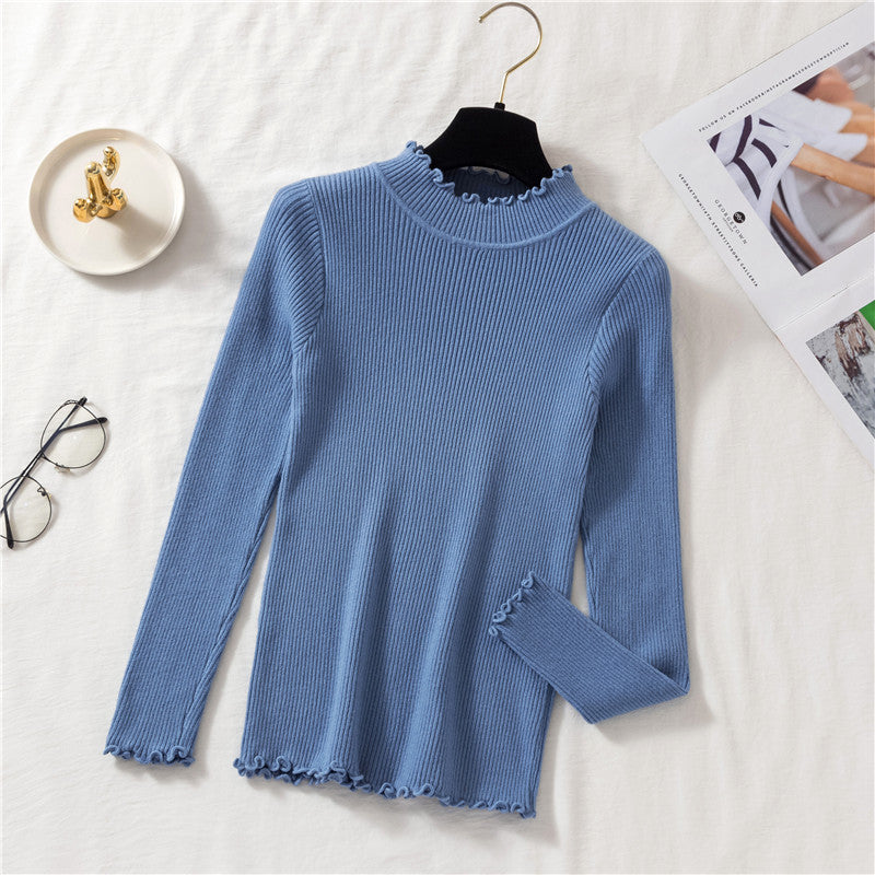 Basic Frilly Mock Neck Sweater (9 Colors)