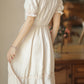 Basic Off Shoulder Jacquard Midi Dress (Cream)