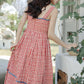 Daisy Chain Gingham Midi Dress (Red)