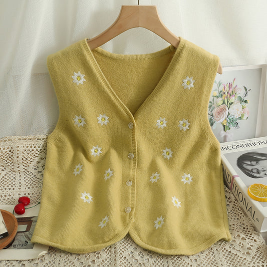 Embroidered Daisy Vest (6 Colors)