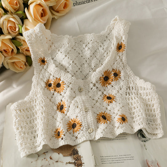 Sunflower Crochet Vest (2 Colors)