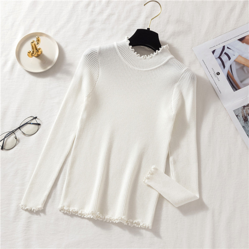 Basic Frilly Mock Neck Sweater (9 Colors)