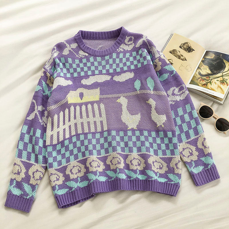 Farm Ducks Sweater (Lilac)