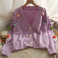 Pin-On Daisy Pom Pom Cardigan (3 Colors)