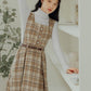 Latte Plaid Pinafore Dress (Khaki)