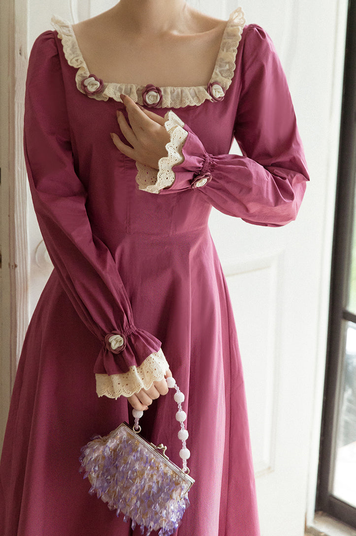 Romantic Rose Midi Dress (Magenta) – Megoosta Fashion