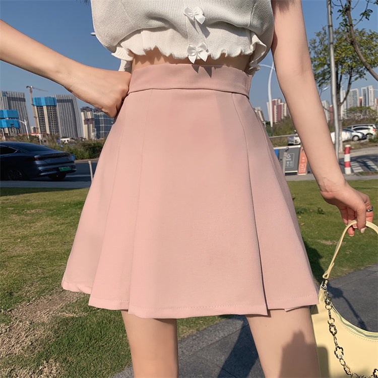 Half Pleated Mini Skirt (4 Colors)