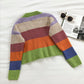 Earthy Stripe Cropped Cardigan (Multicolored)