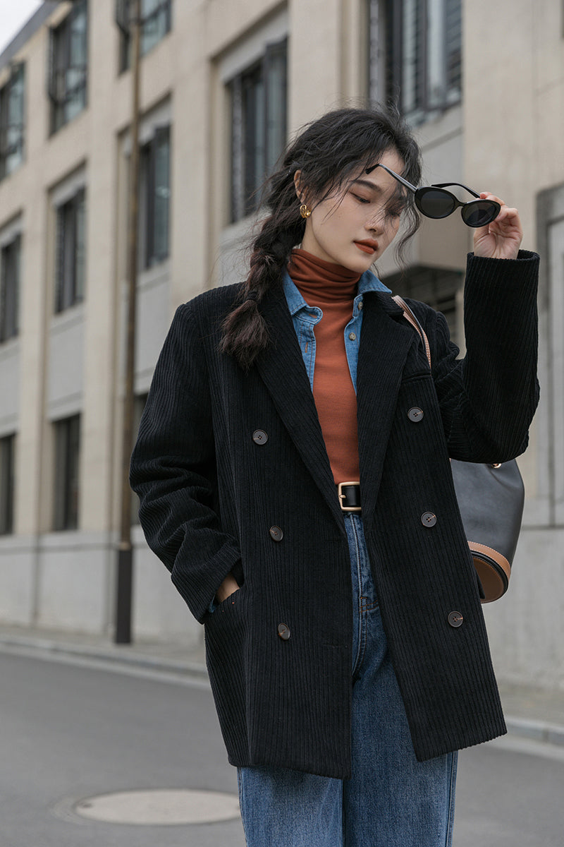 Corduroy Double Breasted Blazer Jacket (7 Colors)