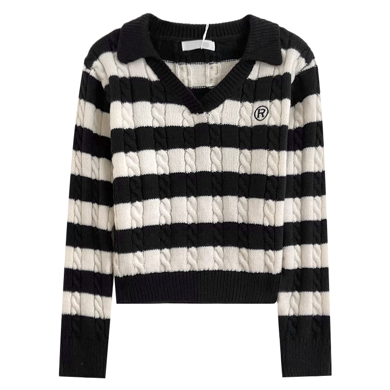 Cable Knit Polo Sweater (6 Colors)