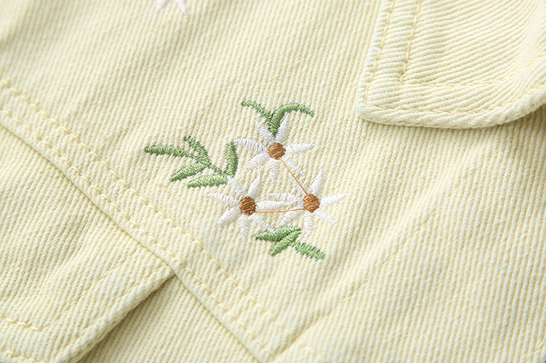Daisy Garden Embroidered Denim Jacket (Yellow)