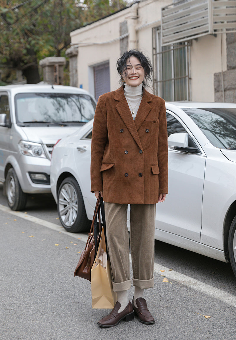 Corduroy Double Breasted Blazer Jacket (7 Colors)