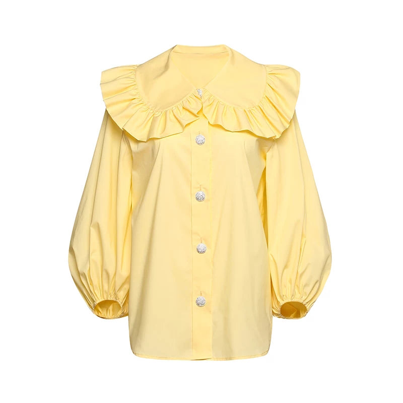 Lemon Frill Button Up Shirt (Yellow)