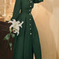 Emerald Button Midi Dress (Hunter Green)