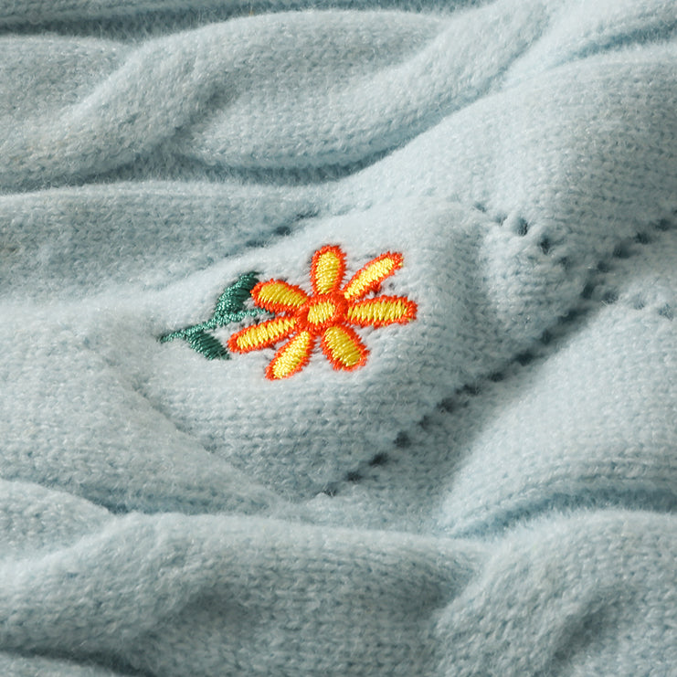 Embroidered Daisy Diamond Cardigan (2 Colors)