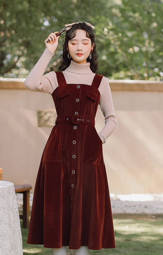 Button corduroy shop dress