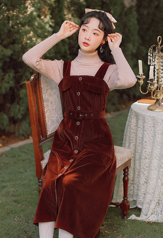 Corduroy Button Up Midi Dress (5 Colors)