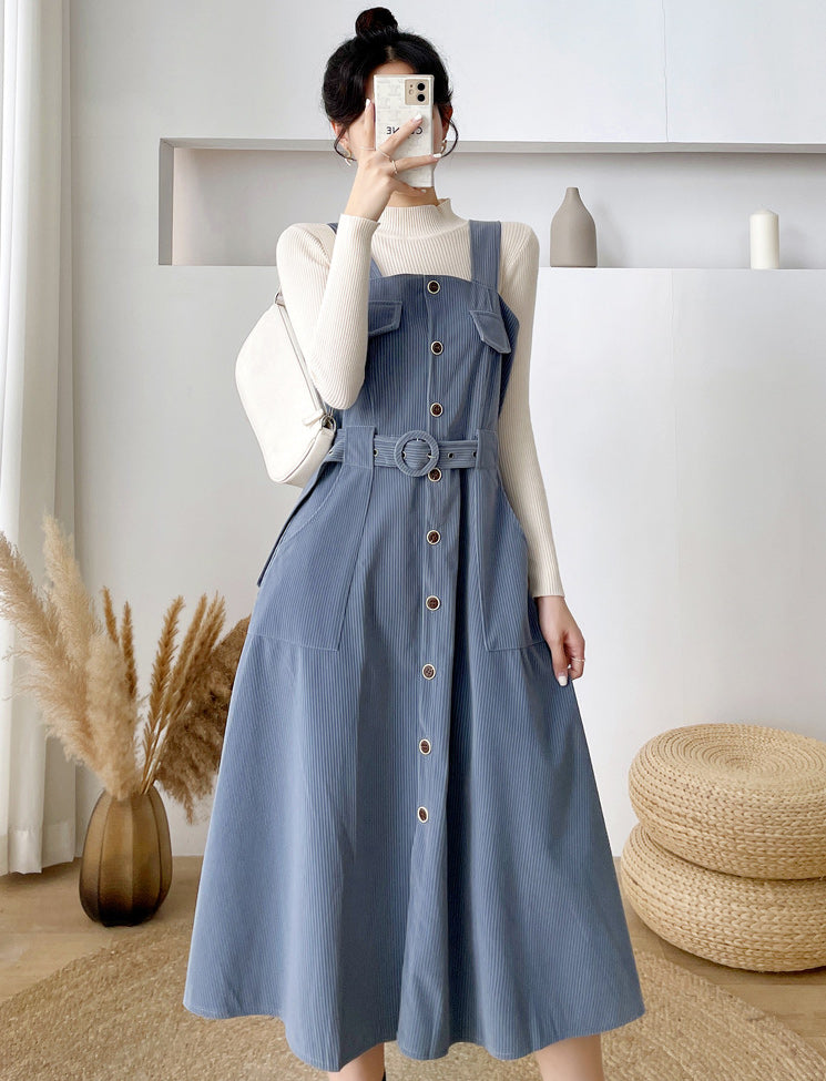 Corduroy Button Up Midi Dress (5 Colors)